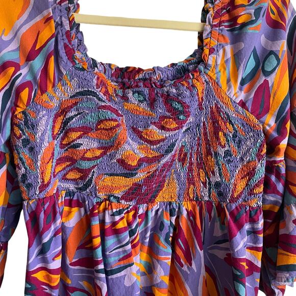 Terra & Sky Women Crop Top 1X Vibrant Colorful Boho Retro Y2K Festival Babydoll - Picture 4 of 10